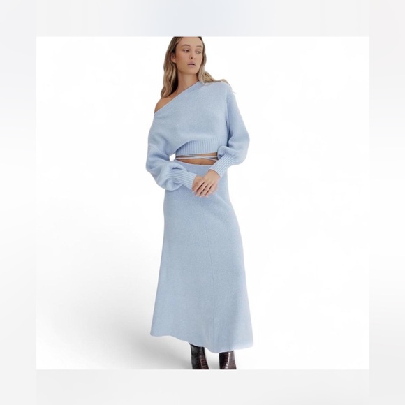 $428 SIGNIFICANT OTHER - LIA KNIT TOP (BLUE MARLE) AND skirt set TWO PIECE SET